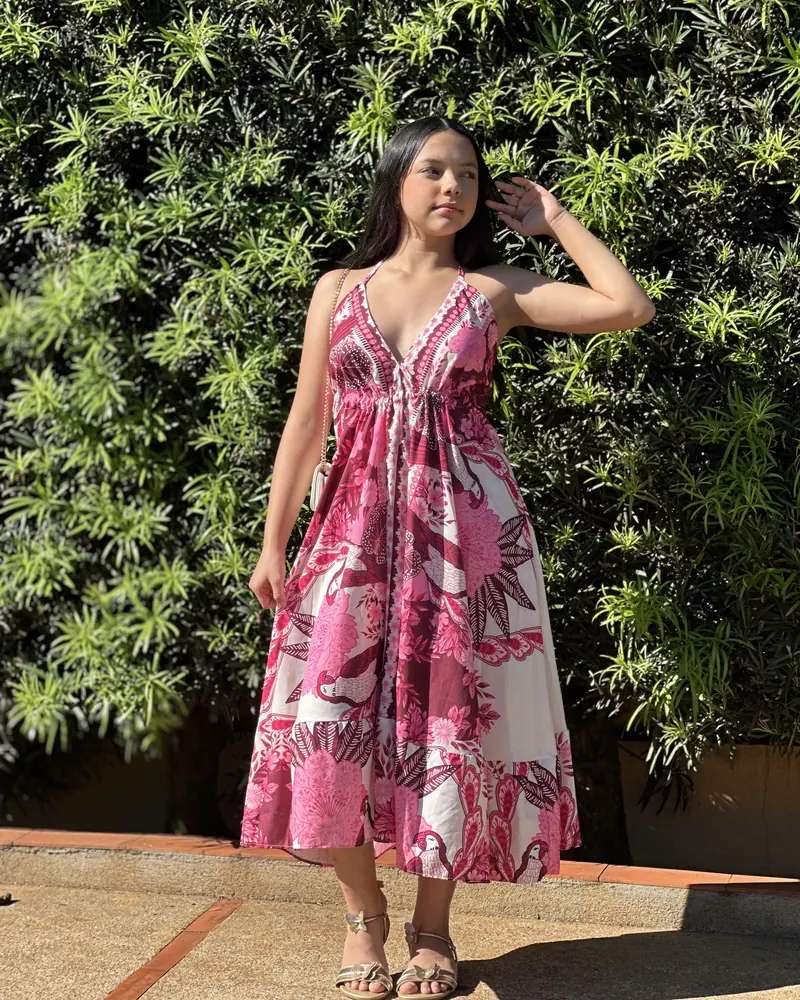 Look Tarde de sol: Vestido longo estampado